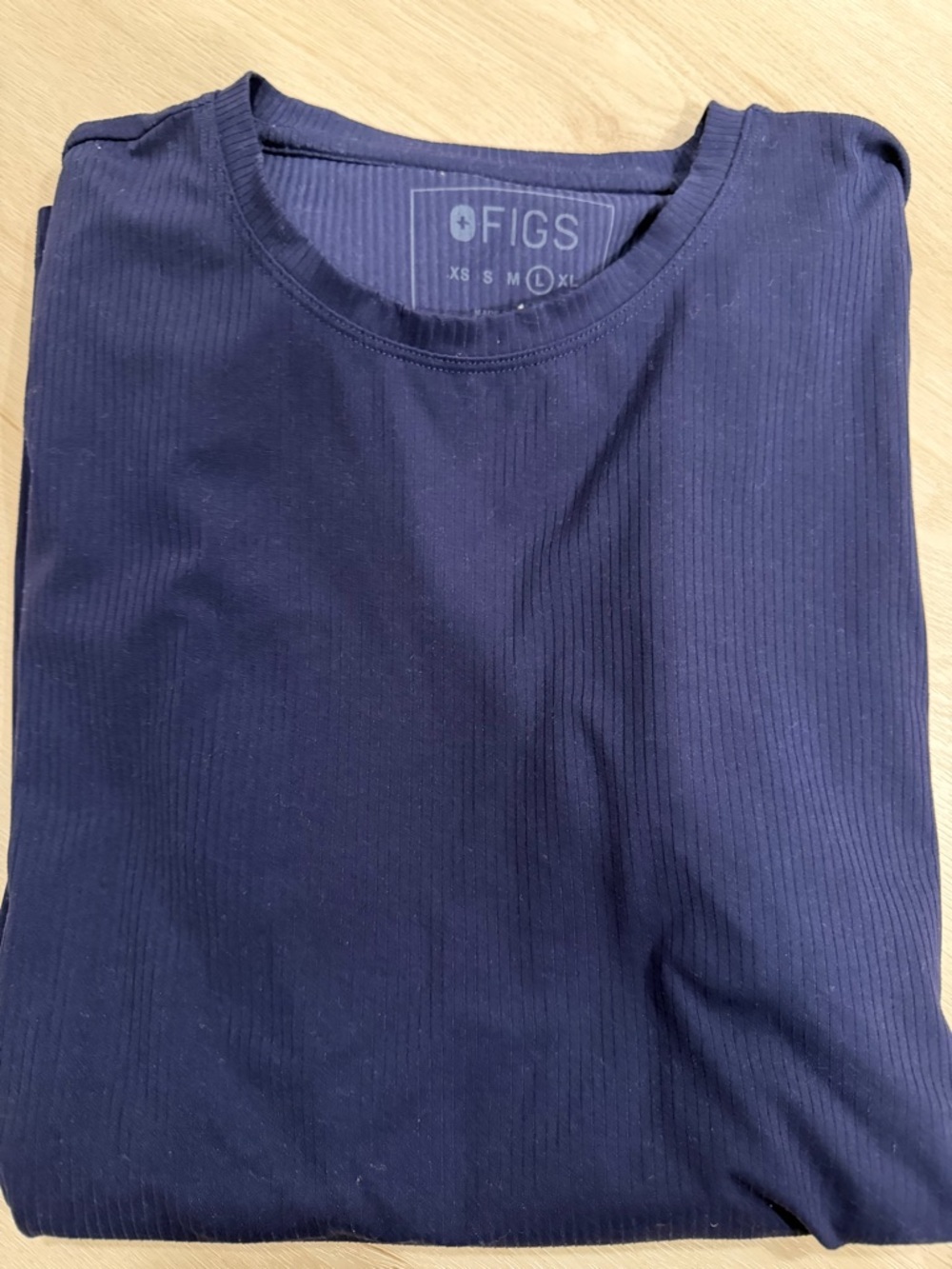 FIGS Men's Navy Ribbed Short-Sleeve Crewneck Tee